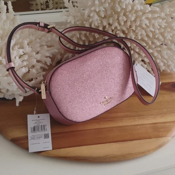 Kate Spade 💥NWT💥 Glimmer Oval Camera Bag Pink Mitten Crossbody Bag. NEW! - Picture 11 of 17